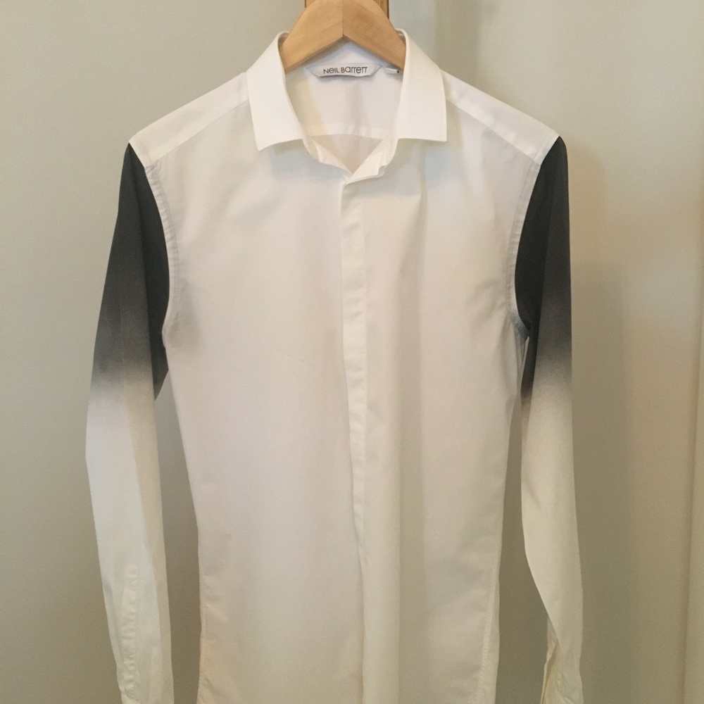 Neil Barrett Cotton Shirt w/Ombre Sleeve Detail